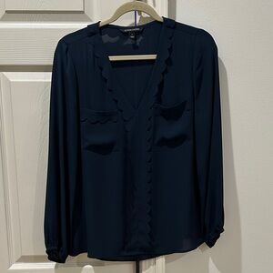 41 Hawthorn Navy Scalloped Blouse